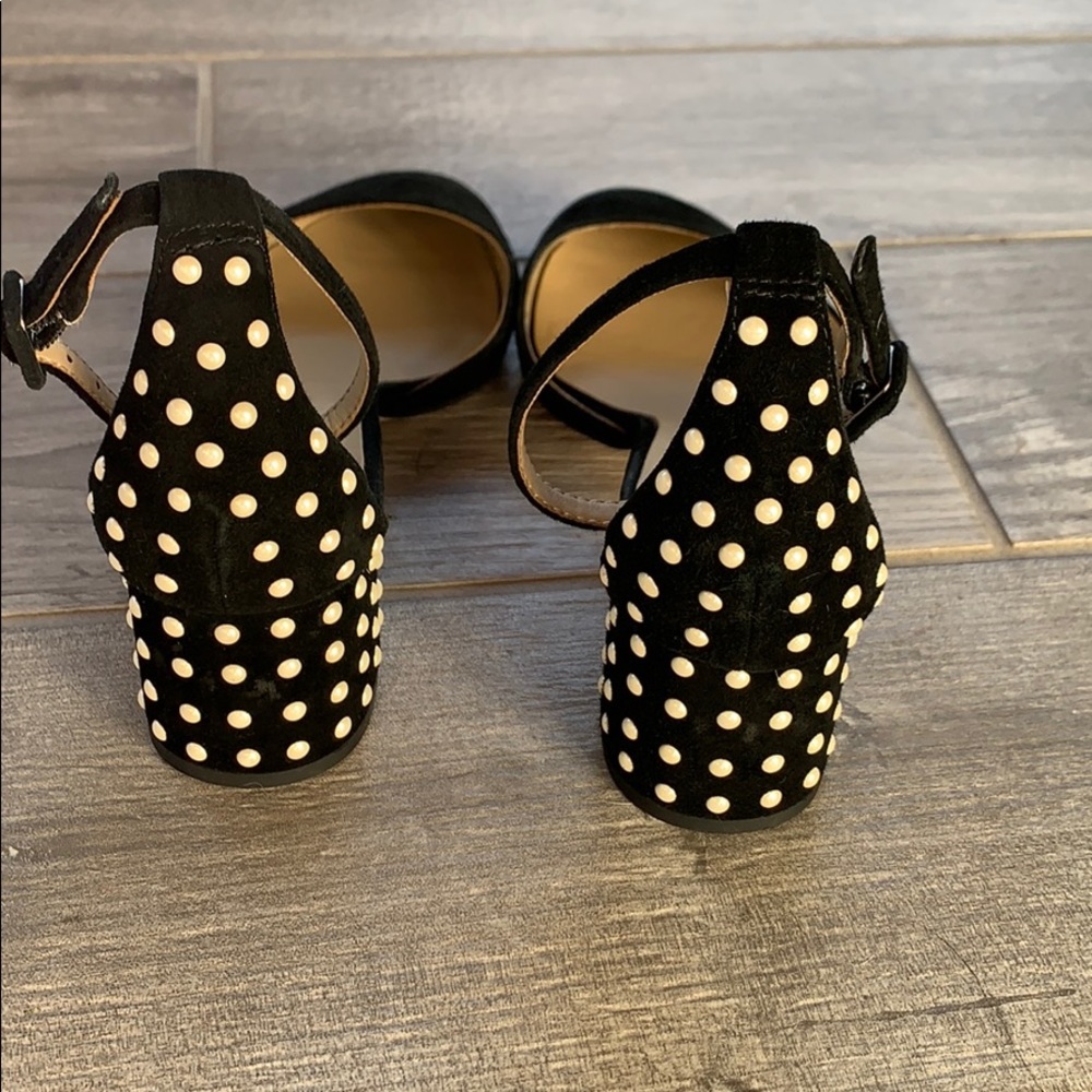 Ann Taylor Black 2” Heels with faux pearl trim - Picture 3 of 8